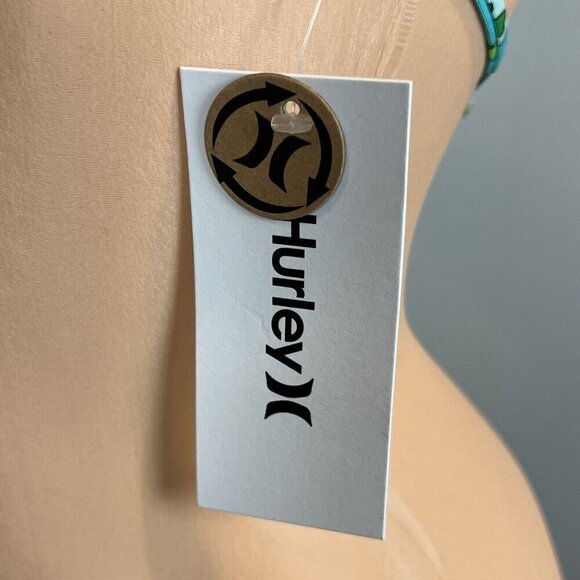 Hurley Wild Bloom Reversible Triangle Bikini Top Size Medium Green Blue NWT - Picture 7 of 15